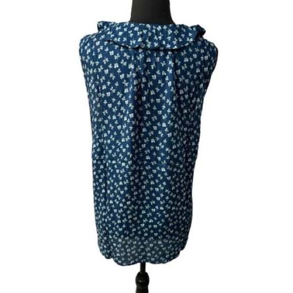 Velvet by Graham & Spencer anthropologie blue floral tank top size Medium - Picture 5 of 9